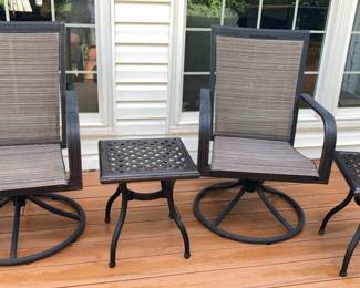 Patio Seating Swivel Chairs 2 Side Tables 2 Wrought Iron