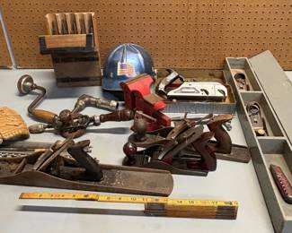 Vintage Hand Tools And Old Baseball Glove