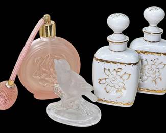Perfume Bottles and Glass Bird
