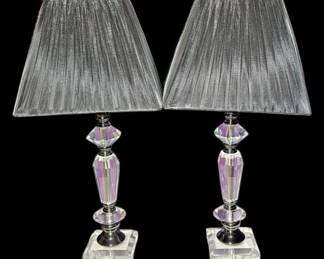 Pair Faceted Glass Table Lamps