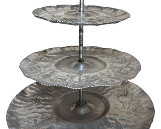 Vintage Aluminum Tiered Serving Tray