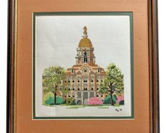 Notre Dame Cross Stich Framed Art