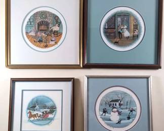 Circular Prints Of Winter Scenes By P Buckley Moss