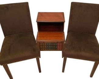Chair Pair Plus Walnut Veneer Side Table 