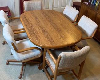 Dining Set Laminate Oak Table With Rolling Chairs