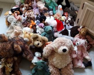 Beanie Babies and assortment of stuffed animals. 