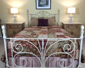 Queen Wrought Iron Bed Complete With Linens