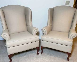 Klaussner Furniture Pair Of Wing Back Chairs