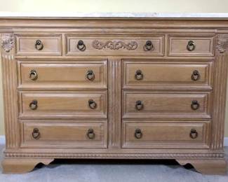 Hooker Furniture Pickled Oak Travertine Top Chest Of Drawers