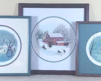 Amish Themed Tryptic By P. Buckley Moss 