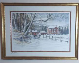 James D. Werline Sleighing Offset Lithograph 
