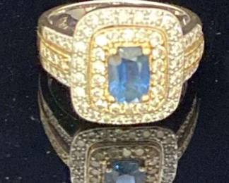 Sapphire And Diamond 14K White And Yellow Gold
