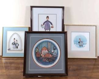 Children By P Buckley Moss, 4 Framed Prints