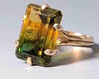 14K Yellow Gold Multicolor Tourmaline Ring