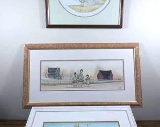 Three Prints Of Farm Life After P Buckley Moss