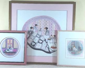 P. Buckley Moss Quilting Hour And Othe Framed Prints 