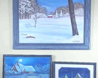 Lardinais Winter Landscape Acrylic Paintings