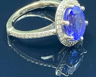 003 Diamond And Tanzanite Ring w Appraisal