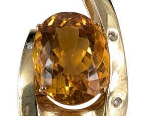 Custom 14K Yellow Gold, Citrine And Diamond Slide Pendant