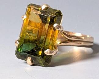 14K Yellow Gold BiColor Quartz Ring