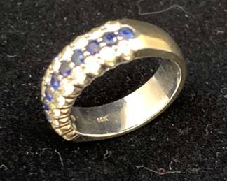 Round Cut Sapphire 14K White Gold Ring