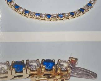  007 14K Yellow Gold Blue Sapphire And Diamond Bracelet w Appraisal 