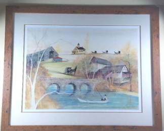 002 Autumn Blessings By P. Buckley Moss Offset Lithograph