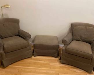 Sherrill Chair Pair And Ottoman 