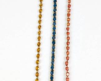 Three 14K Yellow Gold Gemstone Tennis Bracelets