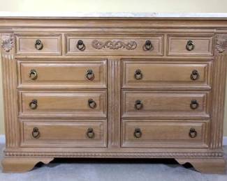 Hooker Furniture Pickled Oak Travertine Top Chest Of Drawers