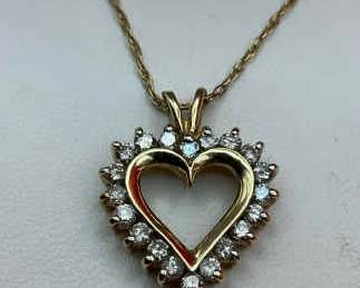 Diamond Halo Heart 10K Necklace