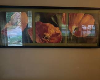Wall Art  with pansies and peonies and all kinds of fun, different flowers and great colors