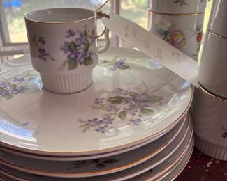 Luncheon plates and matching cups, so fun