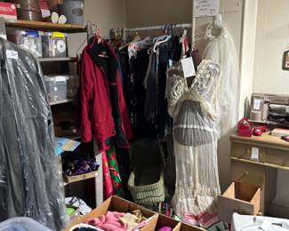 Mannequins and sewing and thread and scissors and brick brack and wonderful items
