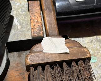 Primitive, wonderful fireplace, brush, and scoop