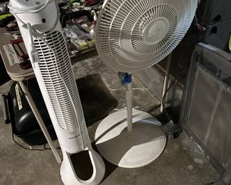 We have fans and then we have fans and we have an air conditioner and then we have fans upstairs downstairs in the basement also out in the garage