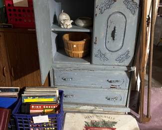 Some great cabinets and dressers, etc. bring your own muscle. These items are heavy and must go either up the stairs or down the stairs.