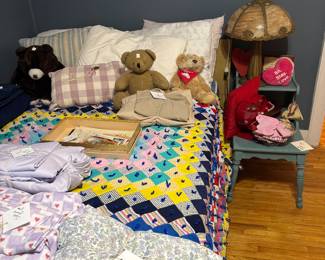 Quilts, blankets, artwork, vintage, and antique something in every room you’ll enjoy