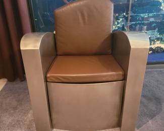 Dale Rogers Signed and Dated Carbon Steel & Leather Chair.