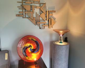Multiple Metal Wall Art Pieces and Signed Art Glass Items. Too Many to Post
