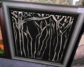 Hand Painted Hand Embossed Leather Wall Art by master Alan Hu