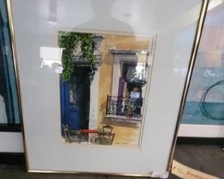 Watercolor Blue door signed