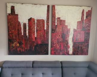 Large pair of acrylic paintings. $300 each or $500 for the pair