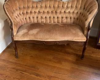 Antique Tufted Velvet Settee