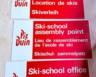Piz Buin ski school signs - metal
