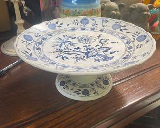 Antique Blue Onion pedestal plate