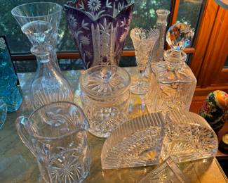 Baccarat decanter and other crystal