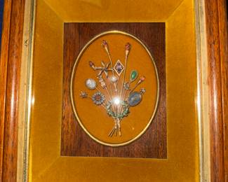 Framed/mounted gold hat pins