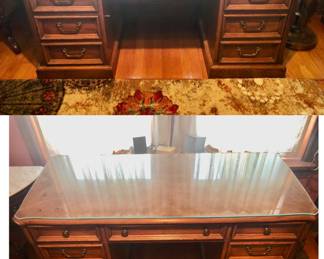 Desk with Glass Top Measures 54” Long x 24” Deep x 29.5“ Tall $150                        
