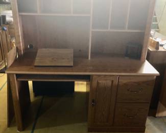 Light Color Computer Hutch is 59" long x 23.5" deep x 57" tall $10                                                                        